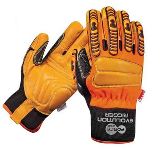 Blade & Impact Protect Force360 Evolution Rigger Cut 5 Leather Work Gloves Heat 