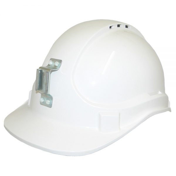 WHITE VENTED HARD HAT WITH METAL LAMP BRACKET - Rapid Supply